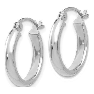 10K White Gold 12mm Round Tube Hoop Earrings – view 3