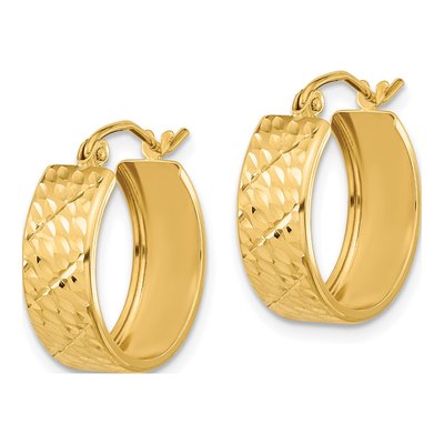 10K Yellow Gold 18mm Diamond-Cut Hoop Earrings – view 3