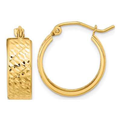 10K Yellow Gold 18mm Diamond-Cut Hoop Earrings