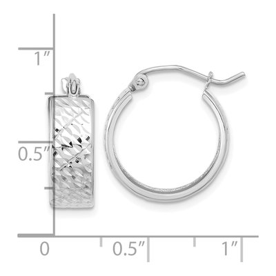 10K White Gold 18mm Diamond-Cut Hoop Earrings – view 4