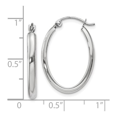 10K White Gold Oval Tube Hoop Earrings – view 4