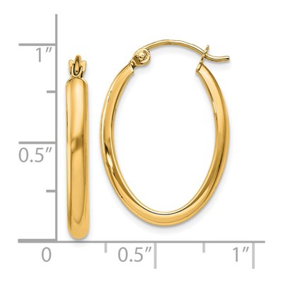 10K Yellow Gold Oval Tube Hoop Earrings – view 5