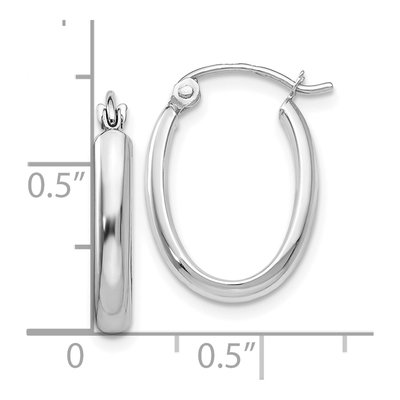 10K White Gold Oval Tube Hoop Earrings – view 4