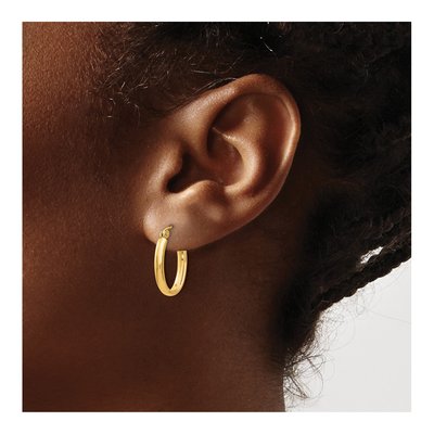 10K Yellow Gold Oval Tube Hoop Earrings – view 3