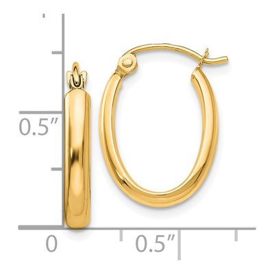 10K Yellow Gold Oval Tube Hoop Earrings – view 4