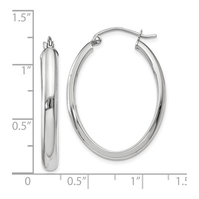 10K White Gold Oval Tube Hoop Earrings – view 5