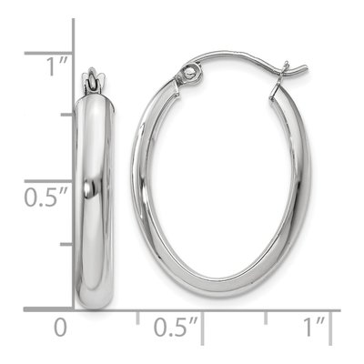 10K White Gold Oval Tube Hoop Earrings – view 5