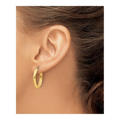 10K Yellow Gold Oval Tube Hoop Earrings – view 4