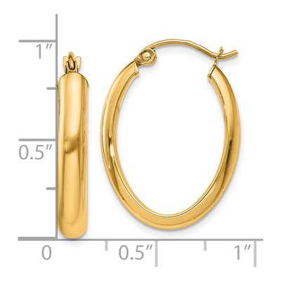 10K Yellow Gold Oval Tube Hoop Earrings – view 5