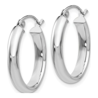 10K White Gold Oval Tube Hoop Earrings – view 3