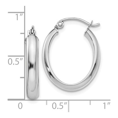 10K White Gold Oval Tube Hoop Earrings – view 5