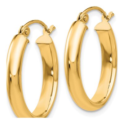 10K Yellow Gold Oval Tube Hoop Earrings – view 3