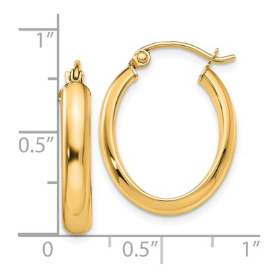 10K Yellow Gold Oval Tube Hoop Earrings – view 5