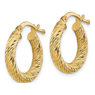 10K Yellow Gold 16mm Diamond-Cut Hoop Earrings – view 3