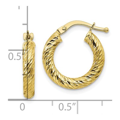 10K Yellow Gold 16mm Diamond-Cut Hoop Earrings – view 5