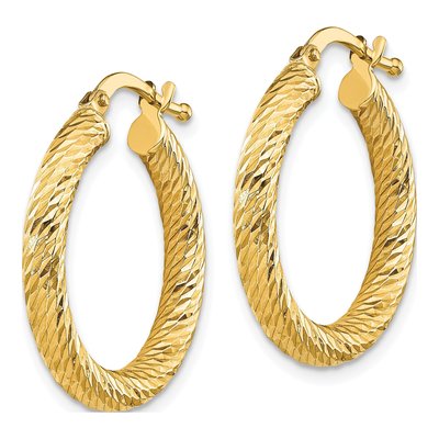10K Yellow Gold 22mm Diamond-Cut Hoop Earrings – view 3