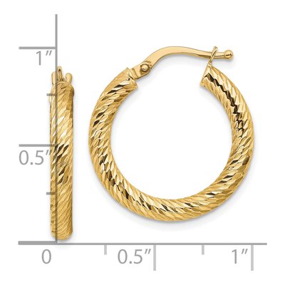10K Yellow Gold 22mm Diamond-Cut Hoop Earrings – view 5