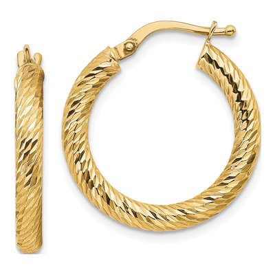 10K Yellow Gold 22mm Diamond-Cut Hoop Earrings