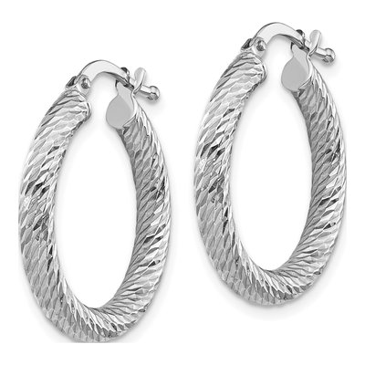 10K White Gold 22mm Diamond-Cut Hoop Earrings – view 3