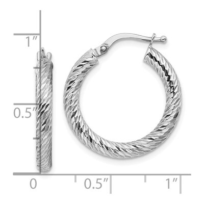 10K White Gold 22mm Diamond-Cut Hoop Earrings – view 5