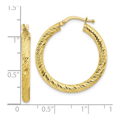 10K Yellow Gold 28mm Diamond-Cut Hoop Earrings – view 5
