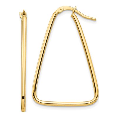 10K Yellow Gold Triangle Hoop Earrings