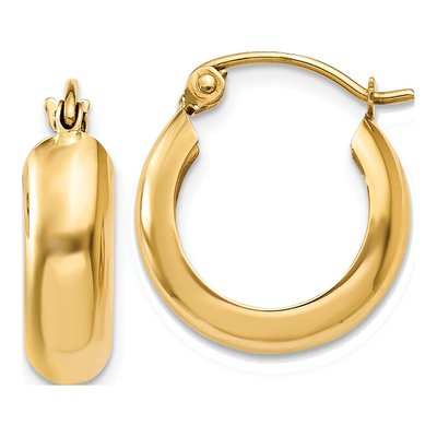 10K Yellow Gold 15mm Round Hoop Earrings