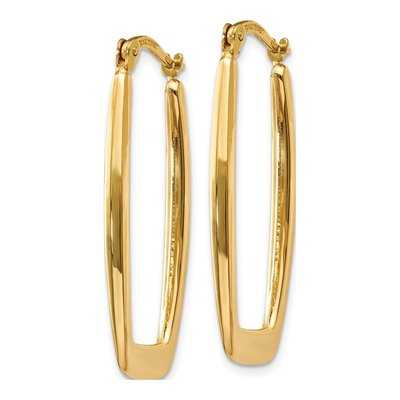 10K Yellow Gold Rectangle Hoop Earrings – view 3