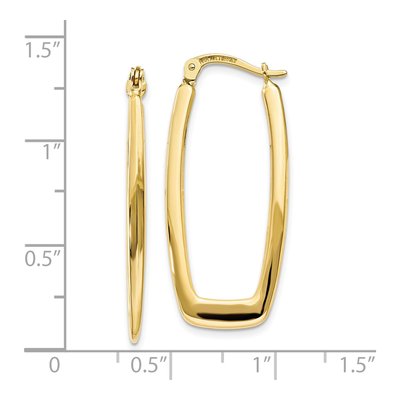 10K Yellow Gold Rectangle Hoop Earrings – view 4