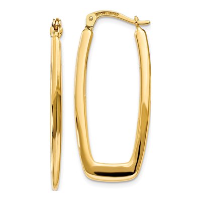 10K Yellow Gold Rectangle Hoop Earrings