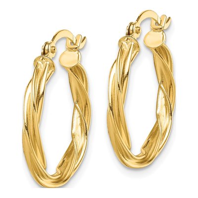 10K Yellow Gold 21mm Twisted Hoop Earrings – view 2