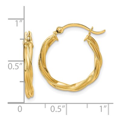 10K Yellow Gold 21mm Twisted Hoop Earrings – view 4