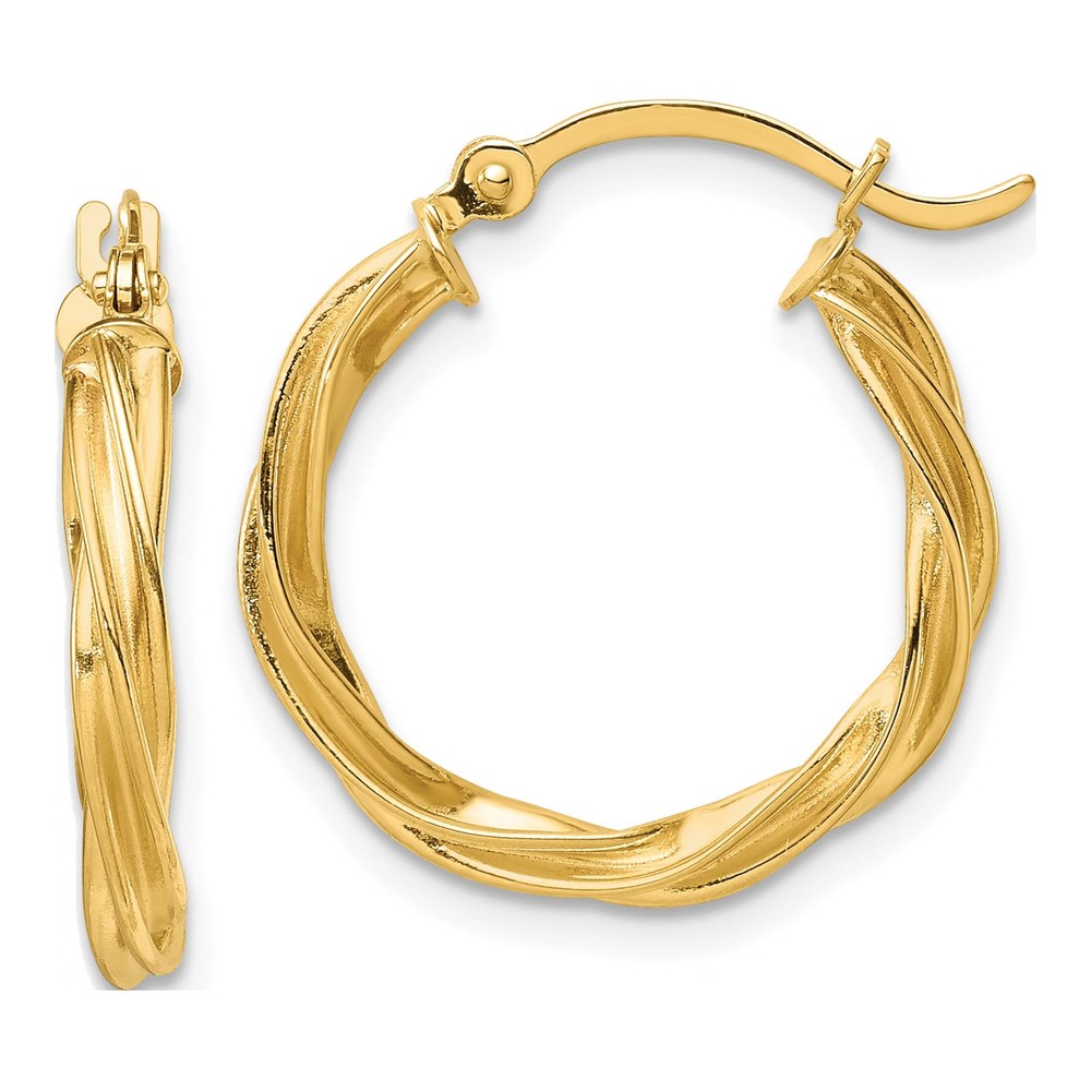 10K Yellow Gold 21mm Twisted Hoop Earrings