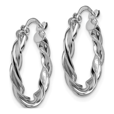 10K White Gold 21mm Twisted Hoop Earrings – view 3