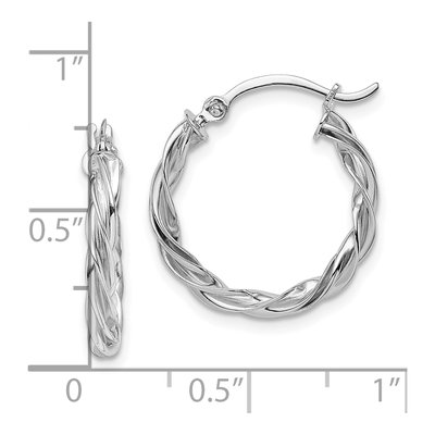 10K White Gold 21mm Twisted Hoop Earrings – view 5