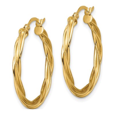 10K Yellow Gold 27mm Twisted Hoop Earrings – view 3