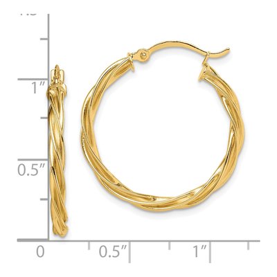 10K Yellow Gold 27mm Twisted Hoop Earrings – view 5