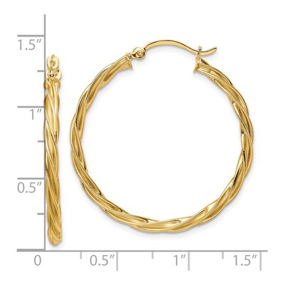 10K Yellow Gold 34mm Twisted Hoop Earrings – view 5
