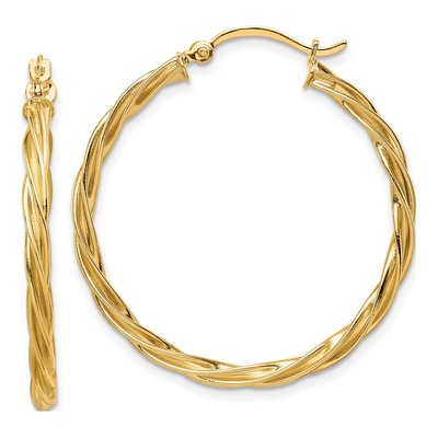 10K Yellow Gold 34mm Twisted Hoop Earrings