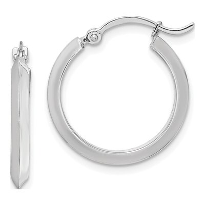 10K White Gold 20mm Hoop Earrings
