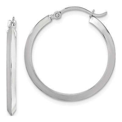 10K White Gold 25mm Hoop Earrings