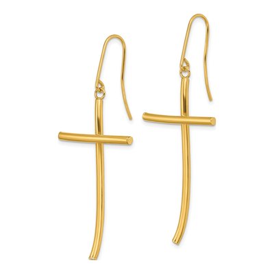 10K Yellow Gold Cross Dangle Earrings – view 3