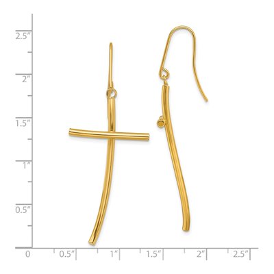 10K Yellow Gold Cross Dangle Earrings – view 5