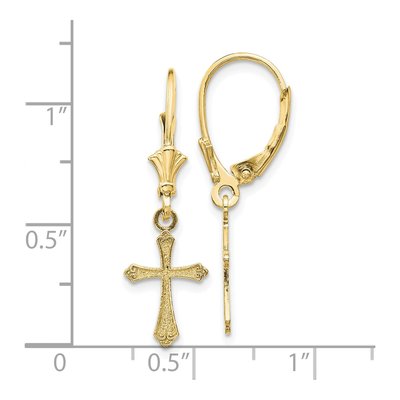 10K Yellow Gold Cross Leverback Earrings – view 3