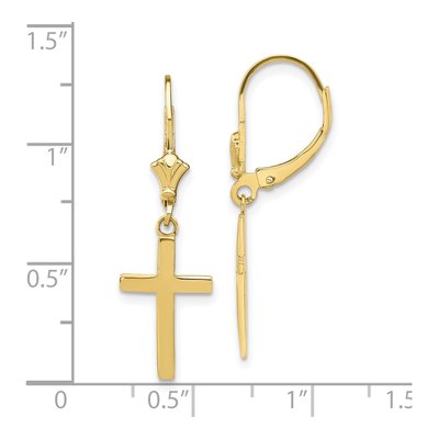 10K Yellow Gold Cross Leverback Earrings – view 5