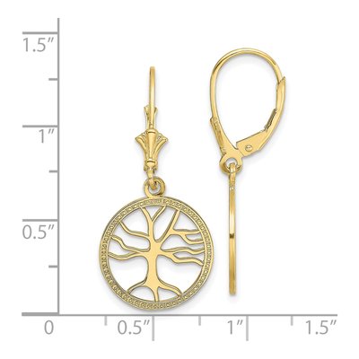 10K Yellow Gold Tree of Life Leverback Earrings – view 3