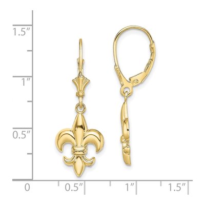 10K Yellow Gold Fleur-De-Lis Leverback Earrings – view 4
