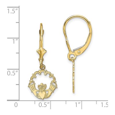 10K Yellow Gold Claddagh Leverback Earrings – view 4