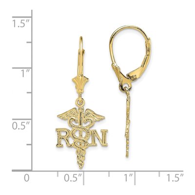 10K Yellow Gold Caduceus Leverback Earrings – view 4