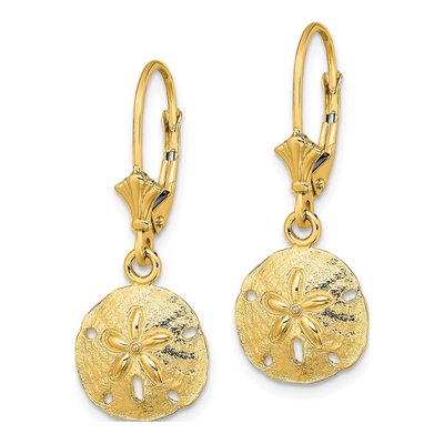 10K Yellow Gold Sand Dollar Leverback Earrings – view 3